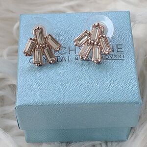 Touchstone Crystal Rose Gold Tone Crystal Stud Earrings- Excellent Condition